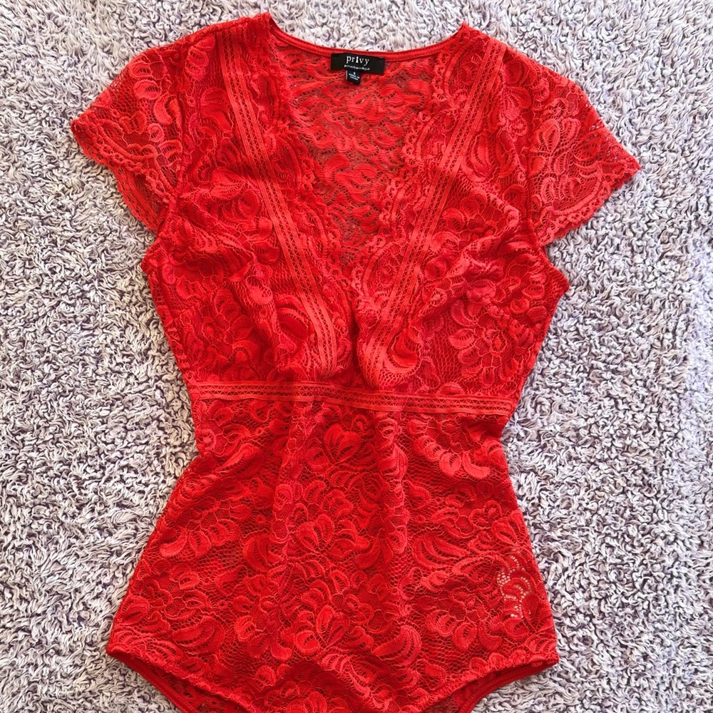 Red Lace Bodysuit.